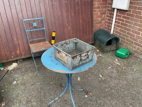 Vintage small metal tote bin - vintage,