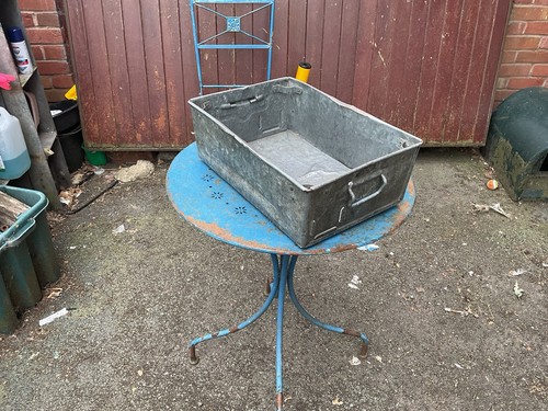 Vintage medium metal tote bin - vintage,