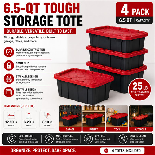 Pack qt storage tote - 4, 6.5
